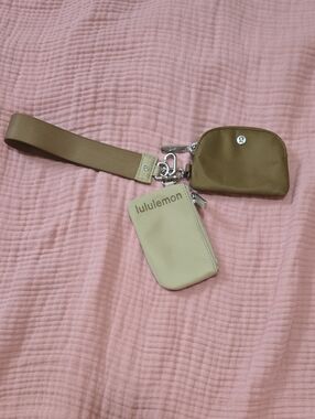 Lululemon Wristlet Keychain Trio in Tan & Olive